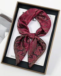 Printed square scarf shawl and headband, 70x70cm, 100% polyester. Lightweight and versatile — wear as a scarf, shawl, hair band, or hijab wrap.