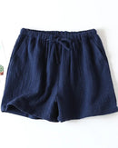 Cotton Solid Drawstring Lounge Shorts