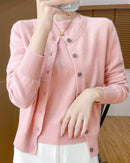 Wool Cardigan Crew Neck T-Shirt Two-Piece Sweater Set