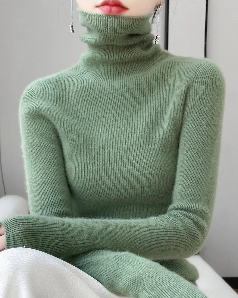 Wool Long-Sleeved Turtleneck Slim Fit Sweater