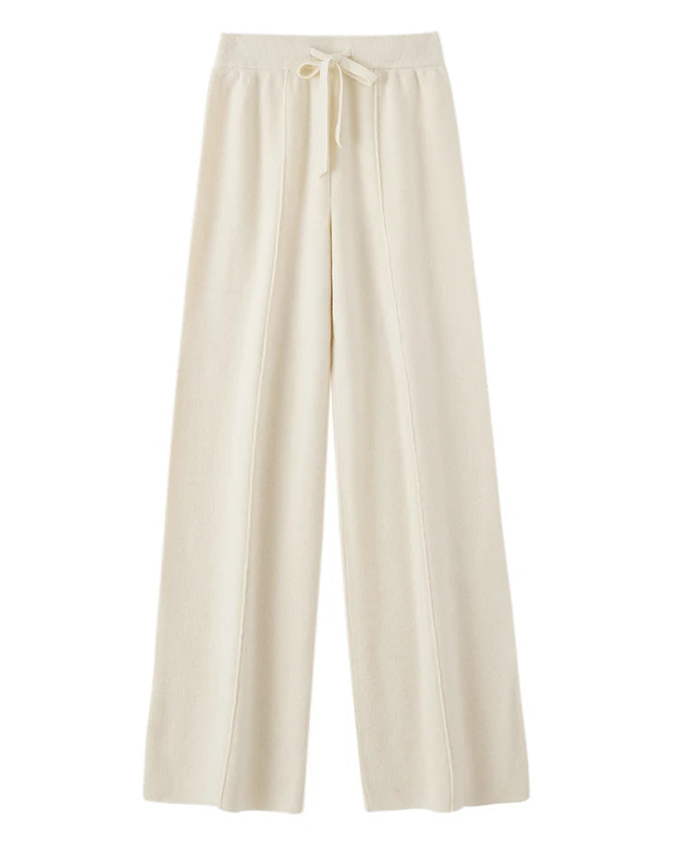 Merino Wool Lace-Up Wide-Leg Trousers