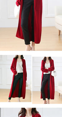 Open Front 100% Merino Wool Long Cardigan