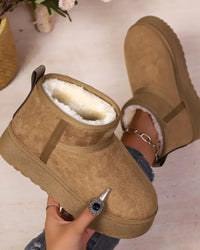 Flannel Slip-On Snow Ankle Boots