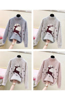 Elk printed Mink Velvet Mock Neck Sweater