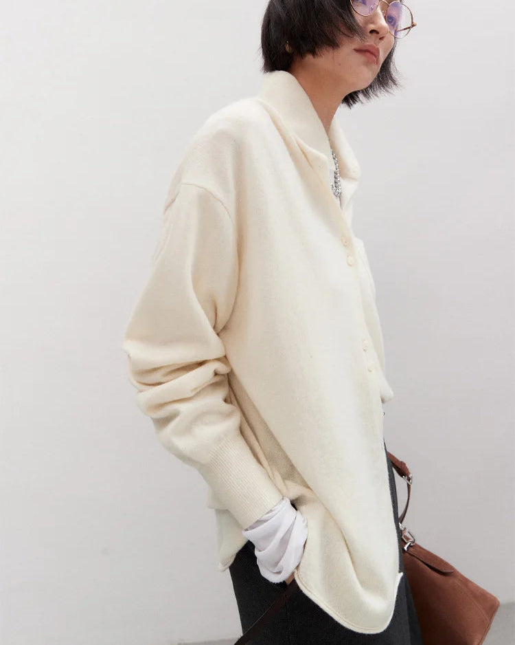 Loose-Fit Mid-Length Knitted Cardigan