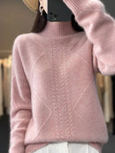 Half High Neck Cashmere Wool Knit Pullover