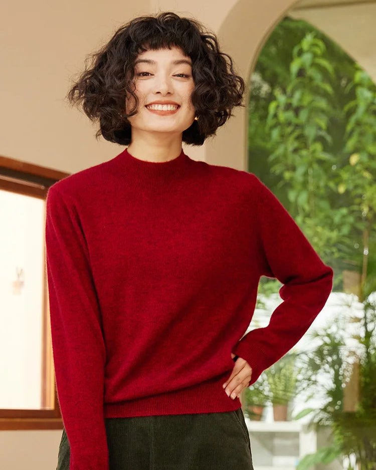 Cashmere Mock Neck Knitted Sweater