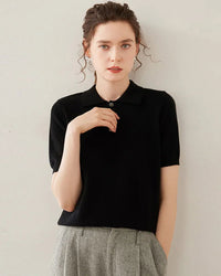 Women's Short Sleeve Polo Sweater