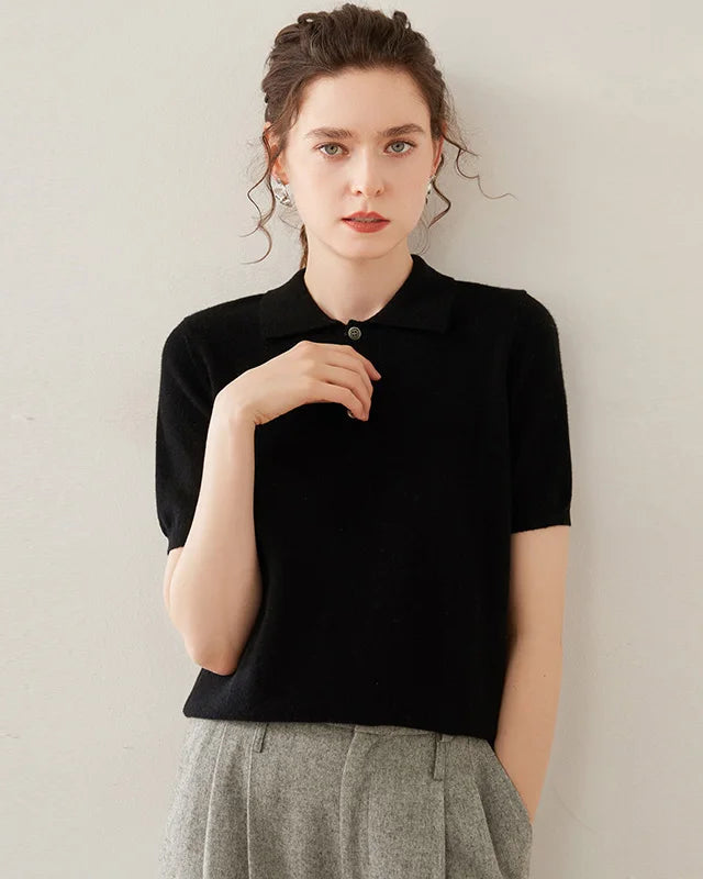 Women's Short Sleeve Polo Sweater
