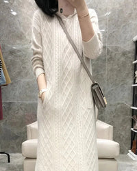 Cable-Knit Cashmere Hooded Dress