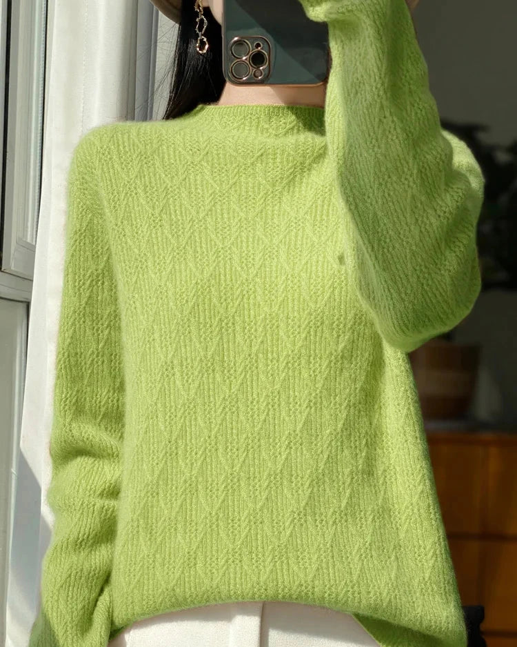 Merino Wool Diamond Jacquard Sweater