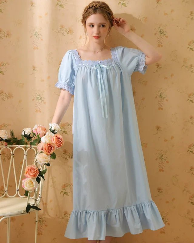 Palace Style Short Sleeve Cotton Pajama Dress