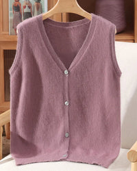 Mink Cashmere V-Neck Vest