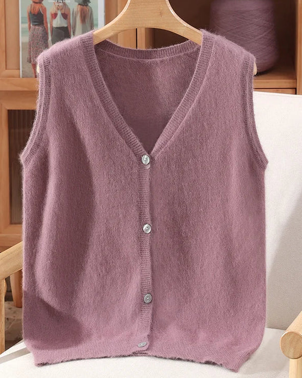 Mink Cashmere V-Neck Vest