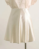 Elastic Waist Satin A-Line Mini Skirt