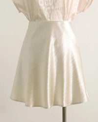 Elastic Waist Satin A-Line Mini Skirt