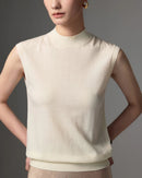 Lightweight Worsted Wool Mock Neck Top