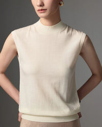 Lightweight Worsted Wool Mock Neck Top