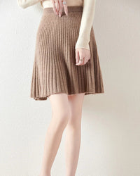 Wavy High-Waisted Sweet Knit Wool Mini Skirt