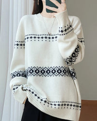 Wool Striped Spliced Oversized Knit Pullover