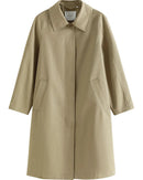 Solid Lapel A-Line Mid-Length Trench Coat