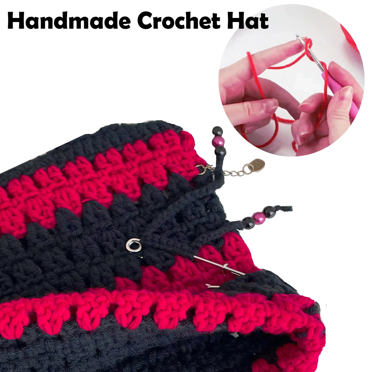 Striped Crochet Cat-Ear Beanie