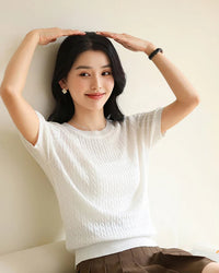 Pure Cotton Short-Sleeve Knit Top