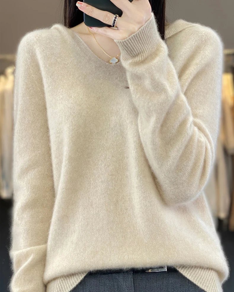 Soft Wool Knit Hooded Pullover Sweater