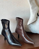 Simple Pointed-Toe Ankle Boots With High Heels