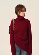 High-Neck Cashmere Loose Retro Sweater