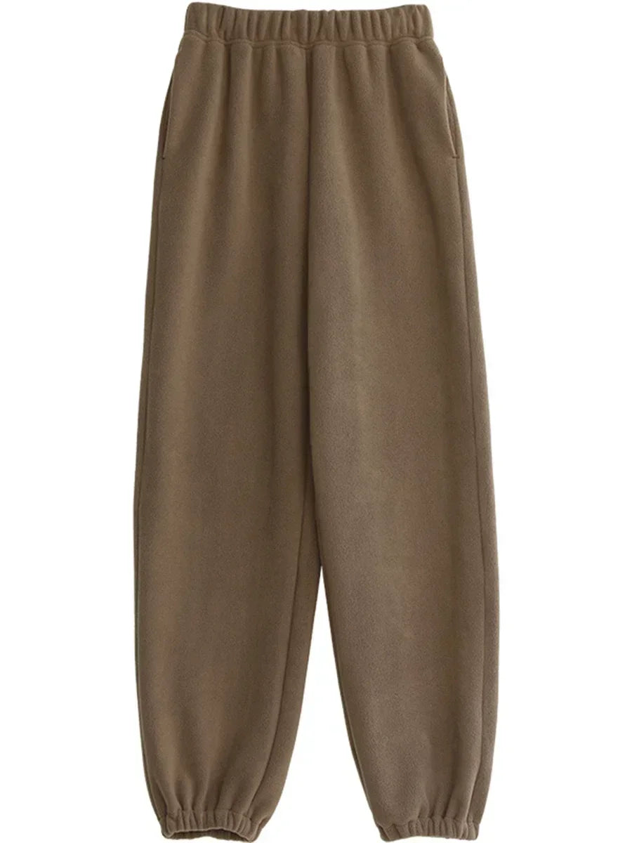 High-Waist Double-Sided Fleece Pants