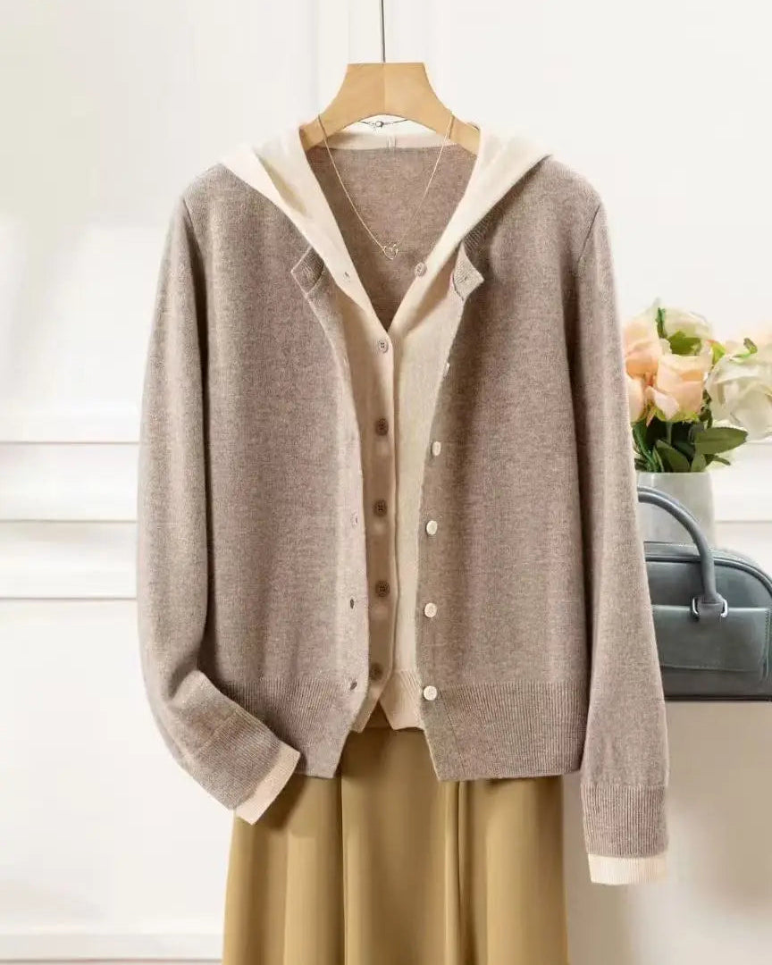 Heavyweight Double-Breasted Cashmere Hooded Cardigan