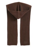 A merino wool hooded scarf with jacquard knit texture, seamless construction and generous drape, designed for a cozy winter look that pairs from sneakers to boots.