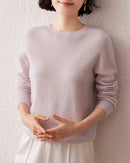 Cashmere Knitted Long-Sleeved Crew Neck Sweater