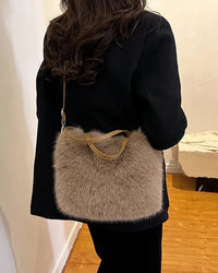 Soft Faux Fur Bucket Tote
