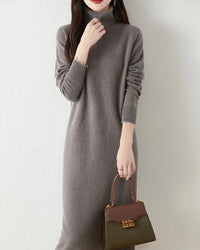 Merino Wool Turtleneck Knit Dress