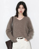 Wool Cashmere V-Neck Pullover