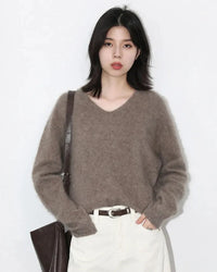 Wool Cashmere V-Neck Pullover
