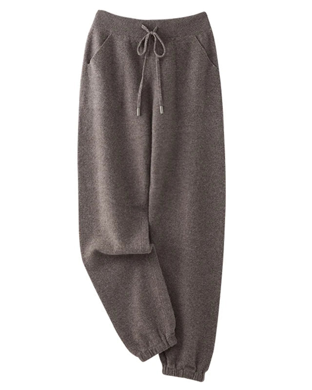 Merino Wool Drawstring Pencil Trousers