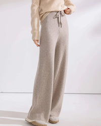 Drawstring Wide Leg Knitted Trousers