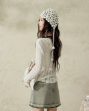 Relaxed Lace Detail Knitted Pullover Top