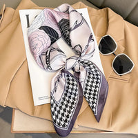 Animal Printed Silk Satin Square Scarf