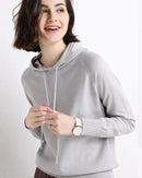 Hooded Loose-Fit Solid Knit Pullover Sweater