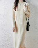 Merino Wool Turtleneck Midi Dress