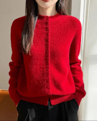 Mock Neck Merino Wool Cardigan