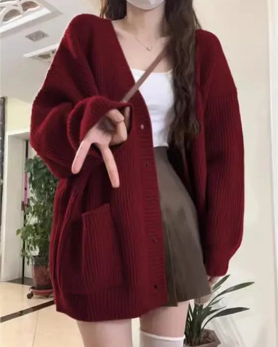 Loose Cashmere V-Neck Cardigan