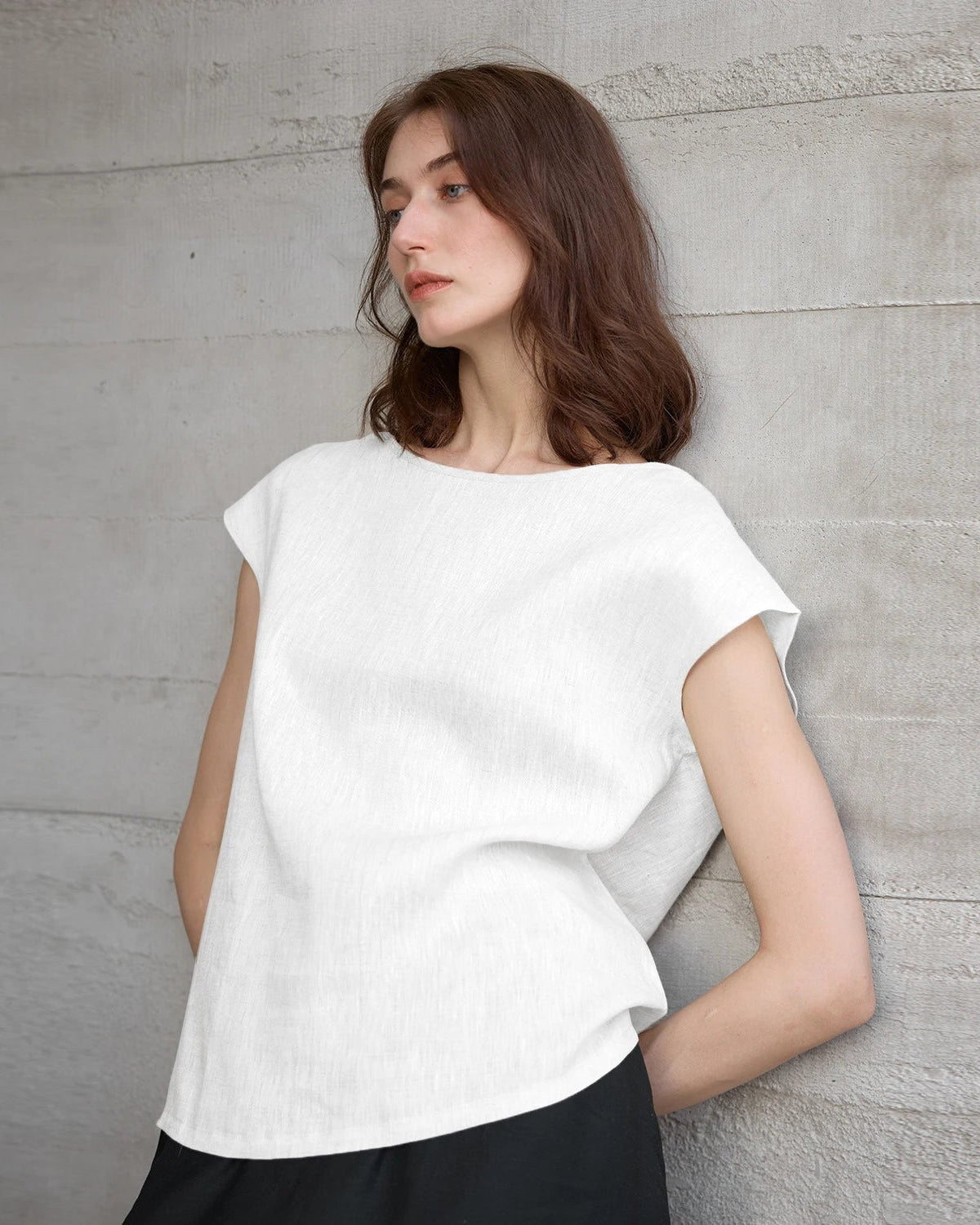 Linen Crew Neck Loose Casual Sleeveless Shirt