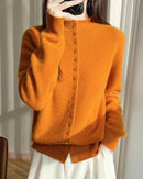 Mock Neck Merino Wool Cardigan