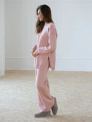 Half Turtleneck Sweater & Wide Leg Pants Knitted Set