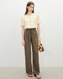 Linen Straight Elastic High Waist Pants